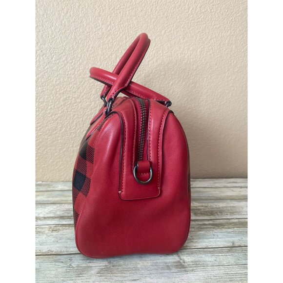 Coach Mini Bennett Satchel F38948 – Red Black Buffalo Plaid – Crossbody Bag - Picture 9 of 16
